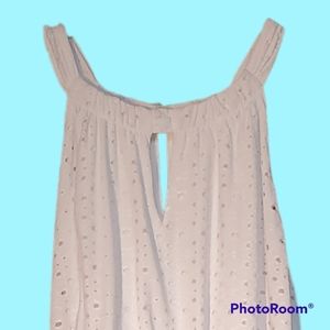 Chico's white eyelet maxi dress Size 2 beachy stretch waist.